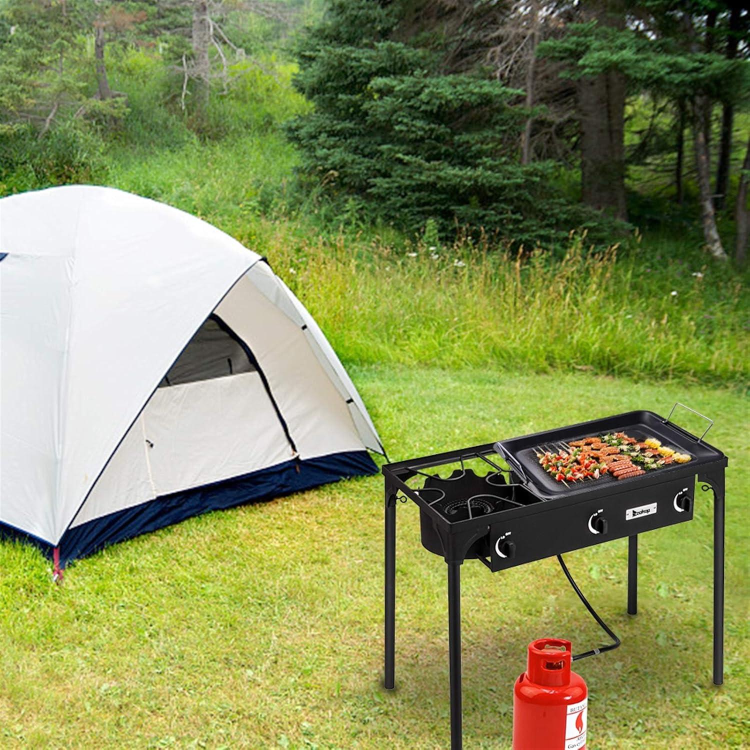 Discover Outdoor Cooking Bliss: Our Mega-Powered Triple Burner!