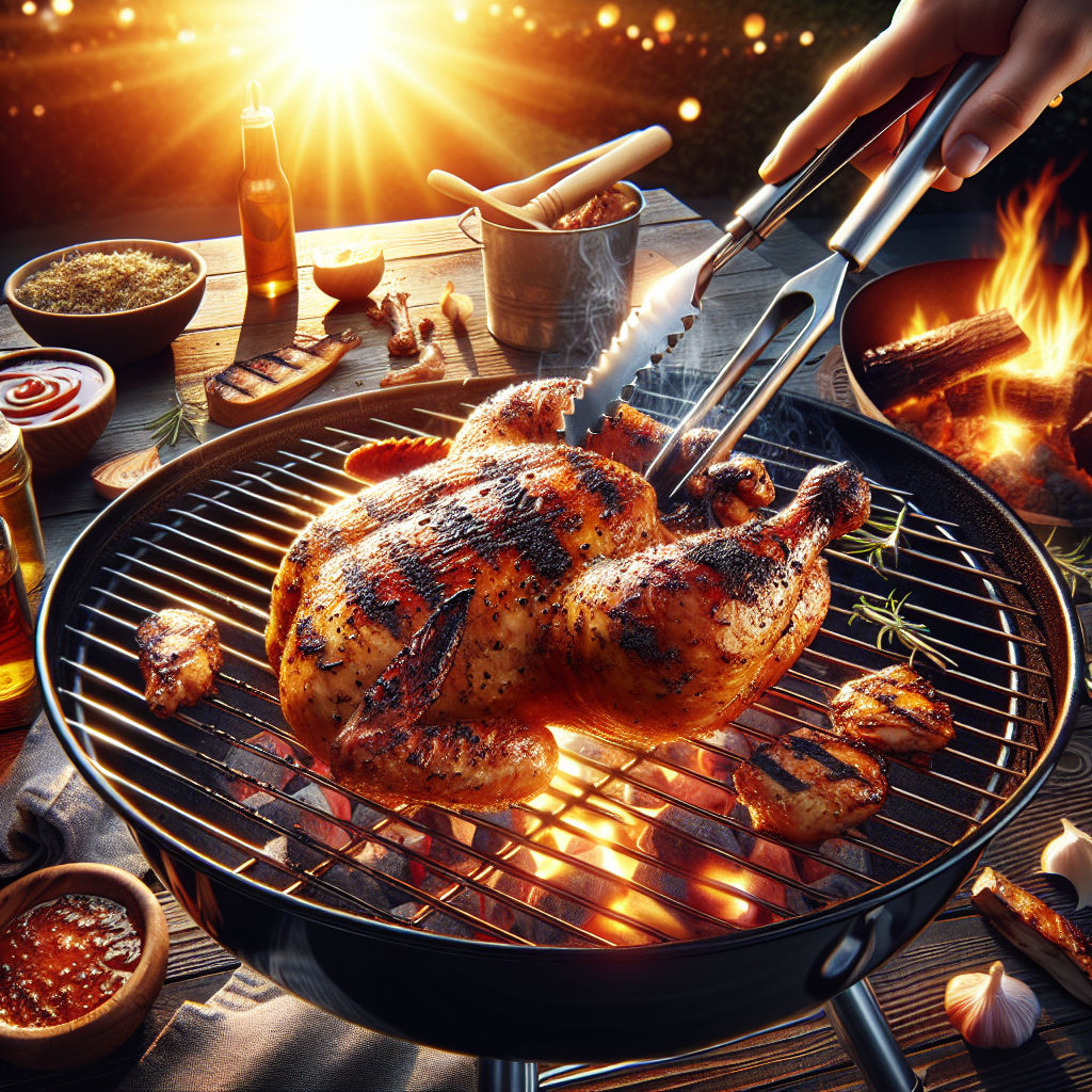 Barbecuing Chicken on an Offset Pit - The Juicy and Flavorful Recipe using Homemade Chicken Rub and Mop Sauce