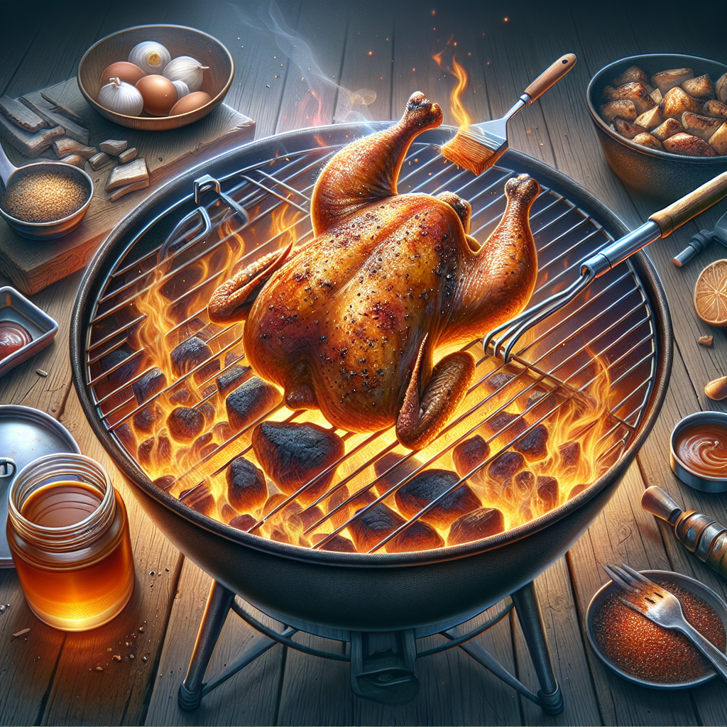 Barbecuing Chicken on an Offset Pit - The Juicy and Flavorful Recipe using Homemade Chicken Rub and Mop Sauce