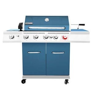 Royal Gourmet GA5403B 5-Burner BBQ Cabinet Style Propane Gas Grill with Rotisserie Kit, Sear Burner, Rear Burner and Side Burner, 74,000 BTU Patio Picnic Backyard, Outdoor Party, Blue