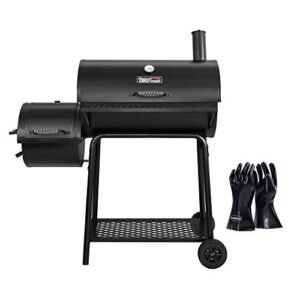 Royal Gourmet CC1830FG Charcoal Grill with High Heat-Resistant BBQ Grill Gloves, 811 Square Inches Barrel Smoker, Outdoor Backyard BBQ Cooking, Black