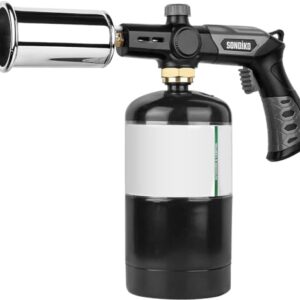 Sondiko Powerful Grill & Cooking Propane Torch L8010, Sous Vide, Campfire Starter, Adjustable Wood Torch Burner for Searing Steak, BBQ, Welding(Black, Grey) Propane Tank Not Included