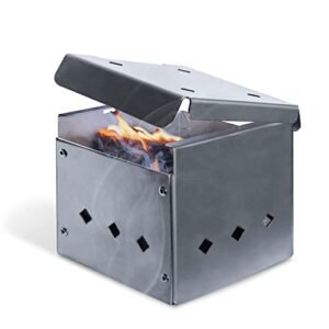 DiamondKingSmoker - Grill Smoker Box, No Propane or Charcoal Needed, Heavy-Duty Stainless Steel Meat Smoker, Small 4 x 4 x 4-inch Smoker Grill Accessory for 64-cubic-inch Barbeque Grill Top