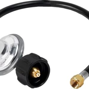 2 FT Universal Grill Regulator and Hose for Most LP Gas Grill, Replacement for Charbroil, Nexgrill, Weber, Napoleon S85001, Fire Pit Table, QCC1/Type1 Hose with Regulator, 3/8" Female Flare Nut
