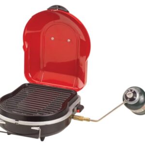 Coleman Fold N Go Propane Grill, Portable & Lightweight Grill with Push-Button Starter, Adjustable Burner, Built-In Handle, & 6,000 BTUs of Power for Camping, Tailgating, Grilling