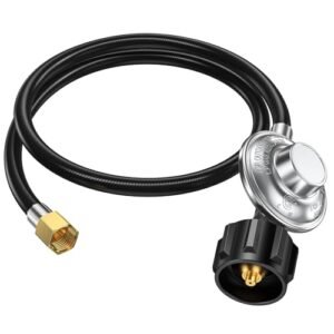 Propane Regulator with Hose, 4FT Propane Hose with Regulator, Low Pressure Propane Grill Regulator and Hose, 0-1Psi Propane Gas Regulator, Gas Grill Regulator, Propane Hose for Propane Grills