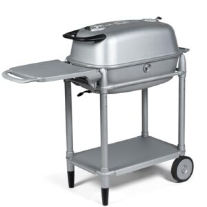 PK Grills PK300-SCX Portable Charcoal BBQ Grill and Smoker, Aluminum Outdoor Kitchen Cooking Barbecue Grill for Camping, Backyard Grilling, Park, Tailgating, Silver