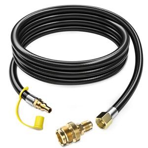 12 FT Propane Quick Connect Hose for RV to Gas Grill, Propane Quick Connect Fittings for 1 LB Throwaway Bottle Connects 1 LB Portable Appliance to RV 1/4" Female Quick Disconnect