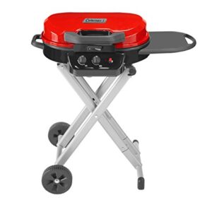 Coleman RoadTrip 225 Portable Stand-Up Propane Grill, Gas Grill with Push-Button Starter, Folding Legs & Wheels, Side Table, & 11,000 BTUs of Power for Camping, Tailgating, Grilling & More