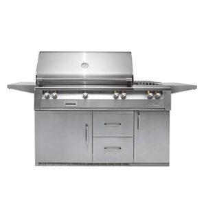 Alfresco Refrigerated Cart Grill with Side Burner (ALXE-56SZR-LP), Rotisserie, and Sear Zone, Propane, 56-Inch