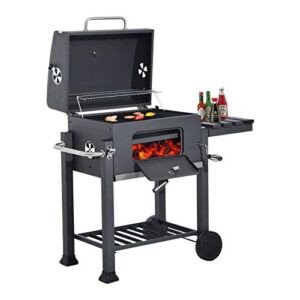 AKALNNB Trolley BBQ Grill Portable BBQ Charcoal Grill Garden Outdoor Camping Food Cooking Barbecue Stove BBQ Trolley with Big Wheels