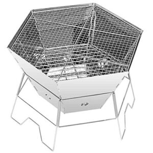 AKALNNB Barbecue Grill Household Picnic Thick Stainless Steel Charcoal Multi-Person Barbecue, with Outdoor Portable Folding Picnic Shelf, 30 22 22cm