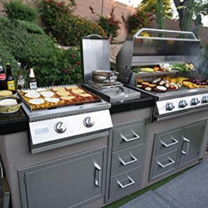 KoKoMo Grills Teppanyaki, Griddle, Built-in BBQ Grill with Side Burner, Storage Drawers 7'6"