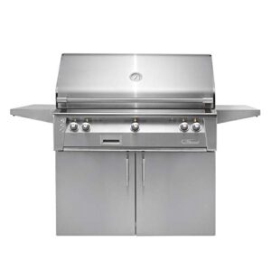 Alfresco ALXE-42SZC-LP 42" Liquid Propane Sear Zone Grill with Cart up to 108000 BTU Integrated Rotisserie Dual High-Intensity Halogen Work Lights and Built-In Motor in Stainless