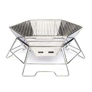 AKALNNB Outdoor Portable Folding Hexagonal Charcoal Grill Stove Stainless Steel Camping Picnic Cooking BBQ Large Grill Barbecue Tool