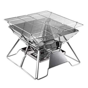 AKALNNB Barbecue Grill Portable Barbecue Shelf, Stainless Steel Folding Outdoor Charcoal Barbecue Balcony Party Picnic, 35 34 26cm
