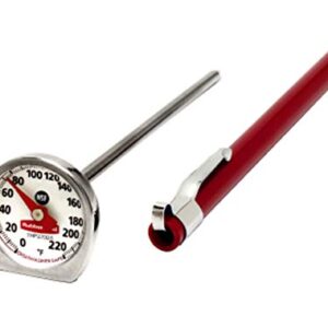 Rubbermaid Commercial Products Food/Meat Instant Read Thermometer, Pocket Size, Dishwasher Safe, Red, For Meat/Food Cooking and Grilling/Oven