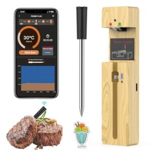 Plus Wireless Smart Bluetooth Meat Thermometer with Probe for Cooking/Grilling - 500Ft Digital Waterproof Oven Food Thermometer for Air Fryer, BBQ, Rotisserie, Smart App Compatible with iOS & Android