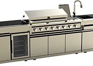 SDI Factory Direct 3 Piece 304 Stainless Steel Outdoor Island Propane BBQ Grill Kitchen w/Wine Cooler + Sink + Cover