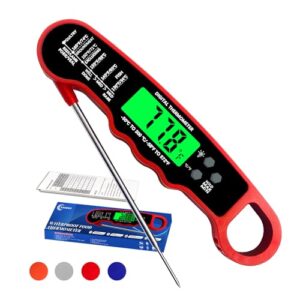 Meat Thermometer Digital, IP67 Waterproof Food Thermometer for Cooking and Baking, Instant Read Meat Thermometer with Backlight, Hold Function & Magnet for Kitchen, Beef, Grill, BBQ, Candy, Turkey