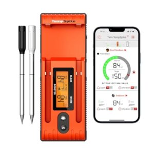 ThermoPro TempSpike Wireless Meat Thermometer with 2 Meat Probes, 500FT Bluetooth Food Thermometer for Cooking with LCD-Enhanced Booster for Turkey Beef Rotisserie BBQ Oven Smoker Thermometer