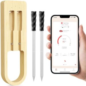 LIUARA Wireless Meat Thermometer, 2 Ceramic Probe, Long Wireless Range, IP67 Waterproof Dual Sensor, Smart App Control - Perfect for BBQ, Oven, Kitchen, Smoker - iOS and Android Compatible，2Pack