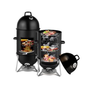 18 Inch Heavy Duty Vertical Charcoal Smoker,Multipurpose Charcoal BBQ Grill for Outdoor, Camping – Easy Assembly, 1 Access Door Grill with Smoker(Grill Master Advanced Edition)