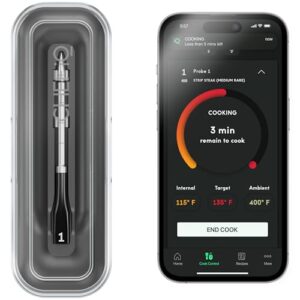 CHEF iQ Sense Smart Wireless Meat Thermometer with Ultra-Thin Probe, Unlimited Range Bluetooth Meat Thermometer, Digital Food Thermometer for Remote Monitoring of BBQ Grill, Oven, Smoker, Air Fryer