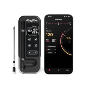 800FT Meat Thermometer Digital Wireless - Instant Read, Ultra Thin Probe, Bluetooth Meat Thermometer for Cooking, BBQ, Grill, Smoker, Oven | Standalone Smart Base & Free iOS/Android Control App