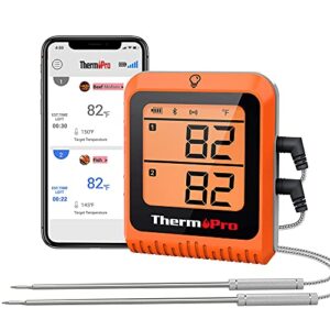 ThermoPro 650 ft Wireless Meat Thermometer for Smoker Grill, Meat Thermometer Digital Wireless with 2 Probes, Bluetooth Meat Thermometer Rechargeable, Smoker thermometer for Cooking Turkey Fish Beef