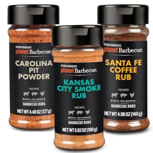 Steven Raichlen's Planet Barbecue Gourmet BBQ Rubs & Spices Gift Set 3 Pack- Grill Seasonings with USA Influenced Flavors- Great Grilling Gift for Men