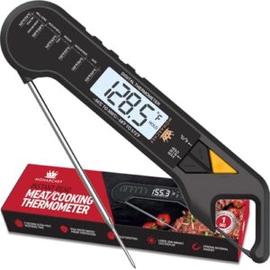 Professional Meat Thermometer - Instant Read Food Thermometer with Waterproof Design, Backlight, Hold/Min/Max Function - Cooking Thermometer for Grilling, BBQ, Kitchen Use, Ideal Gift for Him or Her