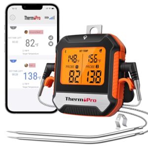 ThermoPro TP904 450 ft Wireless Meat Thermometer with 2 Probes, Meat Thermometer Digital Wireless for BBQ Oven, Bluetooth Meat Thermometer for Cooking, Smoker Thermometer for Chicken Steaks Poultry