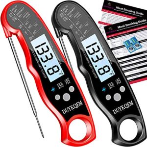 DUYKQEM Instant Read Digital Meat Thermometer (2 Pack) Waterproof Kitchen Cooking Food Thermometer with Probe Backlight & Calibration,Best Quick Grill Meat Probe for Grilling BBQ Smoker Chefs