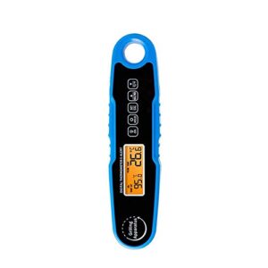 NCRD Digital Meat Thermometer, Food Thermometer Instant Read for Grilling, Digital Thermometer with Backlight Alarm Function for Outdoor BBQ, Cooking, Party (Color : Blue)