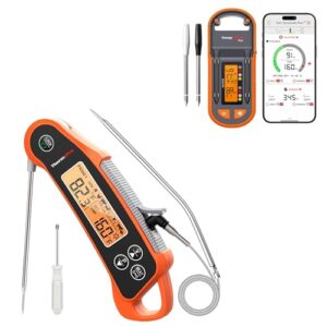 ThermoPro TempSpike Plus 600ft Wireless Meat Thermometer with 2 Color-Coded Probes, Plus ThermoPro TP710 Instant Read Meat Thermometer Digital for Cooking