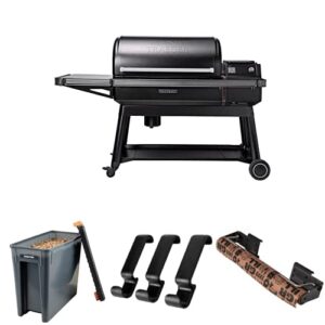 Traeger Ironwood XL Wood Pellet Grill and Smoker with WiFi Connectivity + Traeger Stay Dry Pellet Bin, Wood Pellet Storage + Traeger Pop-and-Lock Accessory Hook 3 Pack + Traeger Pop-and-Lock Roll Rack