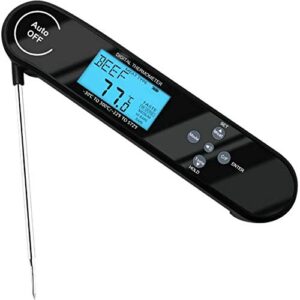 NCRD Instant Read Meat Thermometer for Cooking, Fast & Precise Digital Food Thermometer with Backlight, Calibration, and Foldable Probe for Deep Fry, BBQ, Grill, and Roast Turkey