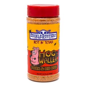 SuckleBusters Hog Waller: Texas Best Pork BBQ Rub, Sweet & Salty Seasoning for Pork Ribs, Butt, Chops, Gluten-Free, No MSG Shaker (13.75oz)