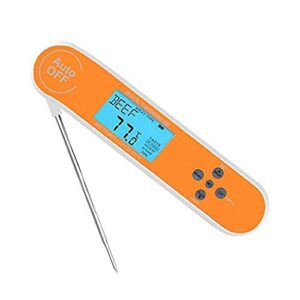 NCRD Meat Thermometer Instant Read Oven Safe Probe Digital Food Thermometer with Backlight for Kitchen Cooking Grilling Smoking BBQ (Color : Orange)