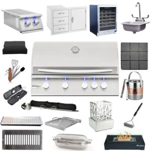 Summerset 32" SIZPRO Package 2 (Natural Gas) Built-In Grill, Double Side Burner, 33" Three Drawer & Access Door Combo, 15" Sink and Faucet, Outdoor Rated Wine Cooler, Rotisserie Kit and More