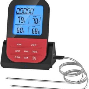 CAFFIA Dual Probe Digital Cooking Meat Thermometer Large LCD Backlight Food Grill Thermometer for Smoker Kitchen Oven BBQ