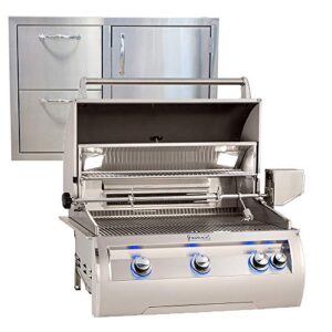 Fire Magic Echelon Diamond E660i 30" Propane Grill w/Analog Thermometer and MADE IN USA 30" Best of Backyard Combination Door/Drawer
