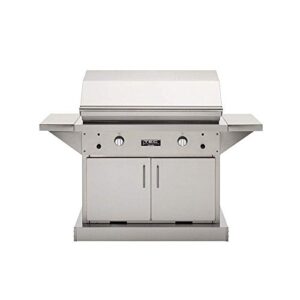 TEC Patio 2 FR Infrared Grill on Stainless Steel Pedestal with Two Side Shelves (PFR2-LPPEDS-PFRSSS-2), Propane Gas