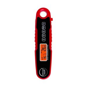 CAFFIA Digital Meat Thermometer, Food Thermometer Instant Read for Grilling, Digital Thermometer with Backlight Alarm Function for Outdoor BBQ, Cooking, Party (Color : Red)