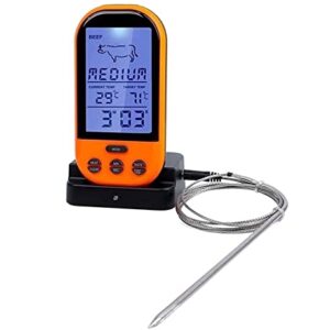 DDYYCX Kitchen Cooking Thermometer, Meat Thermometer, LCD Backlight, Digital Remote Food Cooking Meat Thermometer for BBQ Grill Smoker Oven Kitchen (Color : Orange)