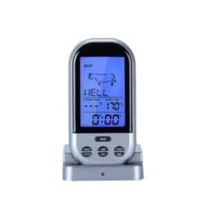 CARUTU Kitchen Cooking Food Thermometer-Dual Probe Digital Cooking Meat Thermometer Large LCD Backlight Food Grill Thermometer with Timer Mode for Smoker Kitchen Oven BBQ, Silver