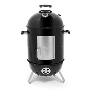 Barbecook Oskar M Charcoal Smoker Grill with Smoker Hook and Thermometer, for Hot Smoking and Cold Smoking, Black