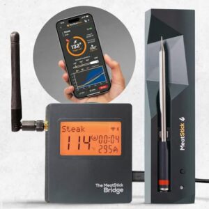 MeatStick 4 WiFi Kit [Unlimited Range] | Quad Sensors Smart Wireless Meat Thermometer with Bluetooth | for Smoking, Grilling, BBQ, Air Fryer, Deep Frying, Oven, Sous Vide, Rotisserie