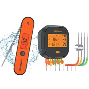 Inkbird WiFi Grill Thermometer & Instant Read Thermometer IHT-1P, Rechargeable Digital BBQ Meat Thermometers with Alarm Timer Graph Calibration Magnet for Food Oven Smoker Kitchen